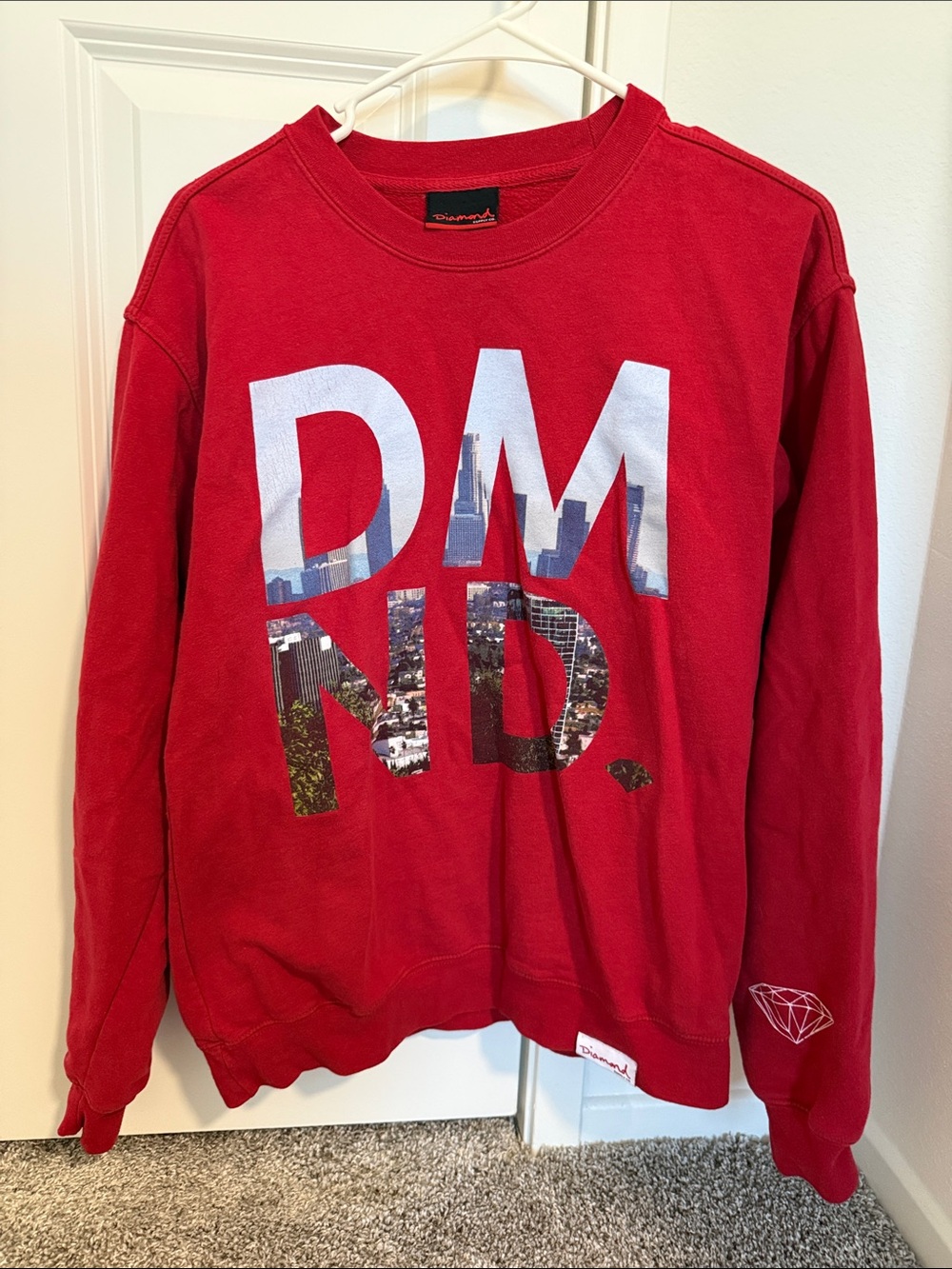 Diamond Supply Co. Red Crewneck with DMRND Cityscape Graphic